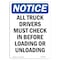 Signmission OSHA Notice Sign, 5" Height, NOTICE All Truck Drivers Must Check In Sign, Portrait OS-NS-D-35-V-15226 - alternate 1